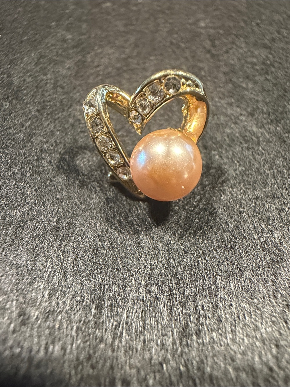 Rose Gold Pearl and Crystal Heart Stud Earrings